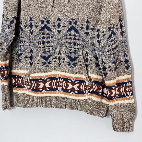 Lucky Brand Patterned Hooded Sweater – Tan, XL - Picture 3 of 11